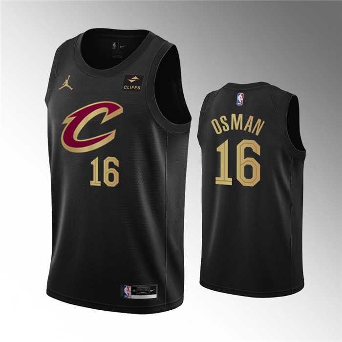 Mens Cleveland Cavaliers #16 Cedi Osman Black Statement Edition Stitched Basketball Jersey Dzhi